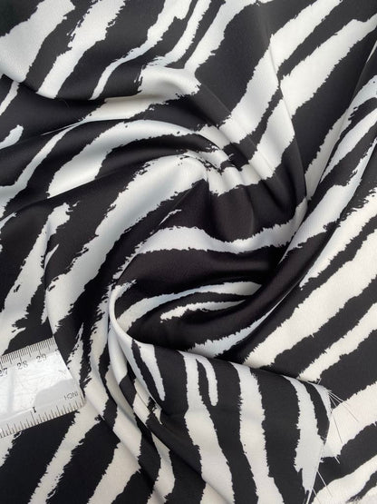 Satin - Zebra - Black/White - 59" Wide - Sold By The Metre