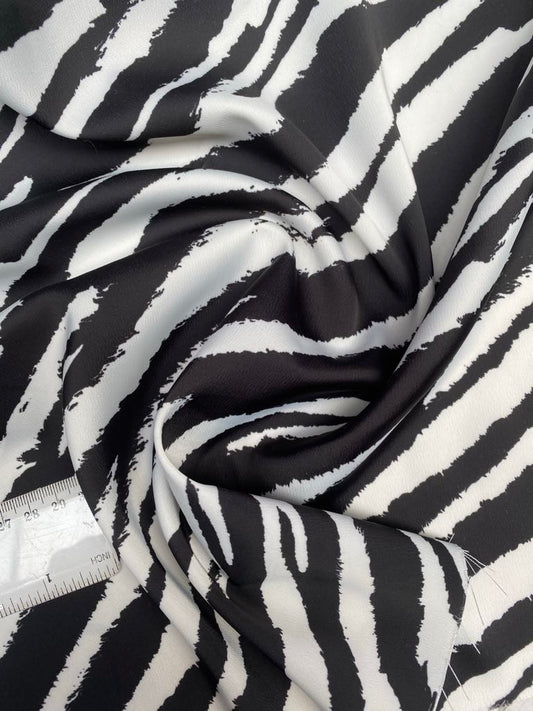 Satin - Zebra - Black/White - 59" Wide - Sold By The Metre