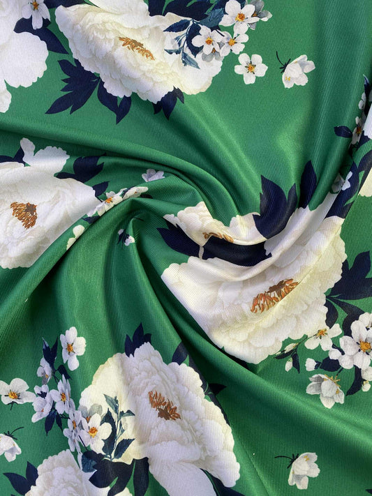 Soft Rib Effect - Green/Black/White - 56"Wide - Sold By The Metre