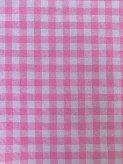 Pink & White Gingham Check Woven Cotton Fabric – 57" Wide (£2.99/m)