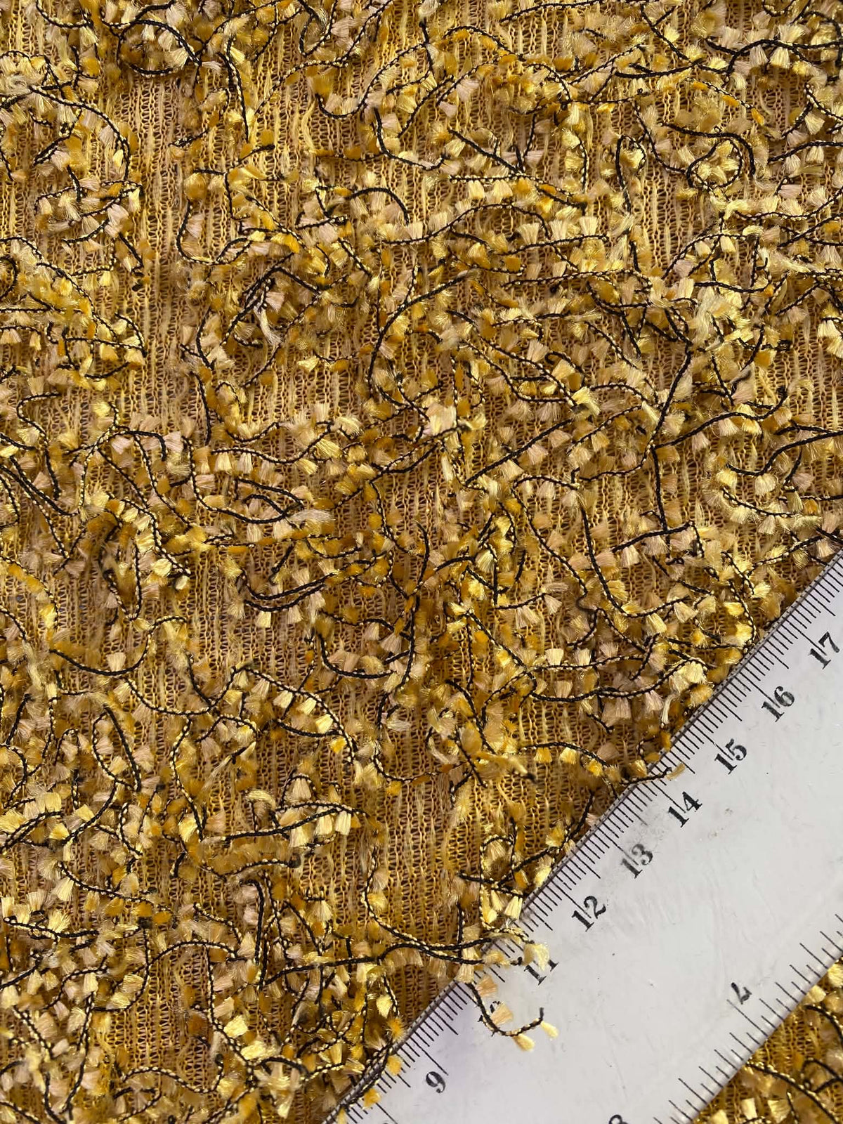 Gold and Black Boucle Texture Fabric - 62" Wide, £3.99 per Metre