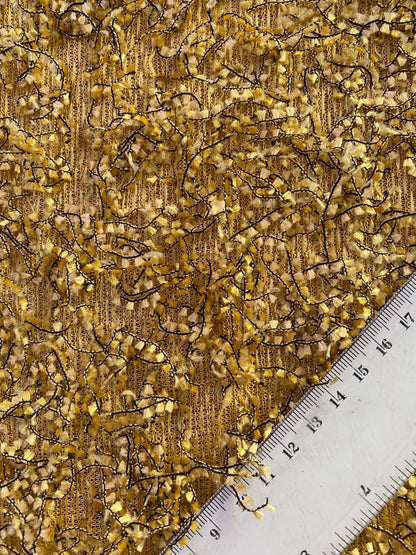 Gold and Black Boucle Texture Fabric - 62" Wide, £3.99 per Metre