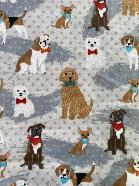 Brushed Cotton - Grey/Brown/White/Red - 42"Wide - Sold By The Metre