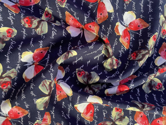 Viscose - Navy/Pink/Yellow/White - 57"Wide - Sold By The Metre