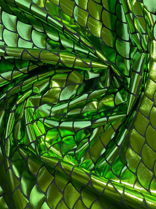 Fish Scale 92% Polyester 8% Elastane - Lime Green - 58"Wide - Sold By The Metre