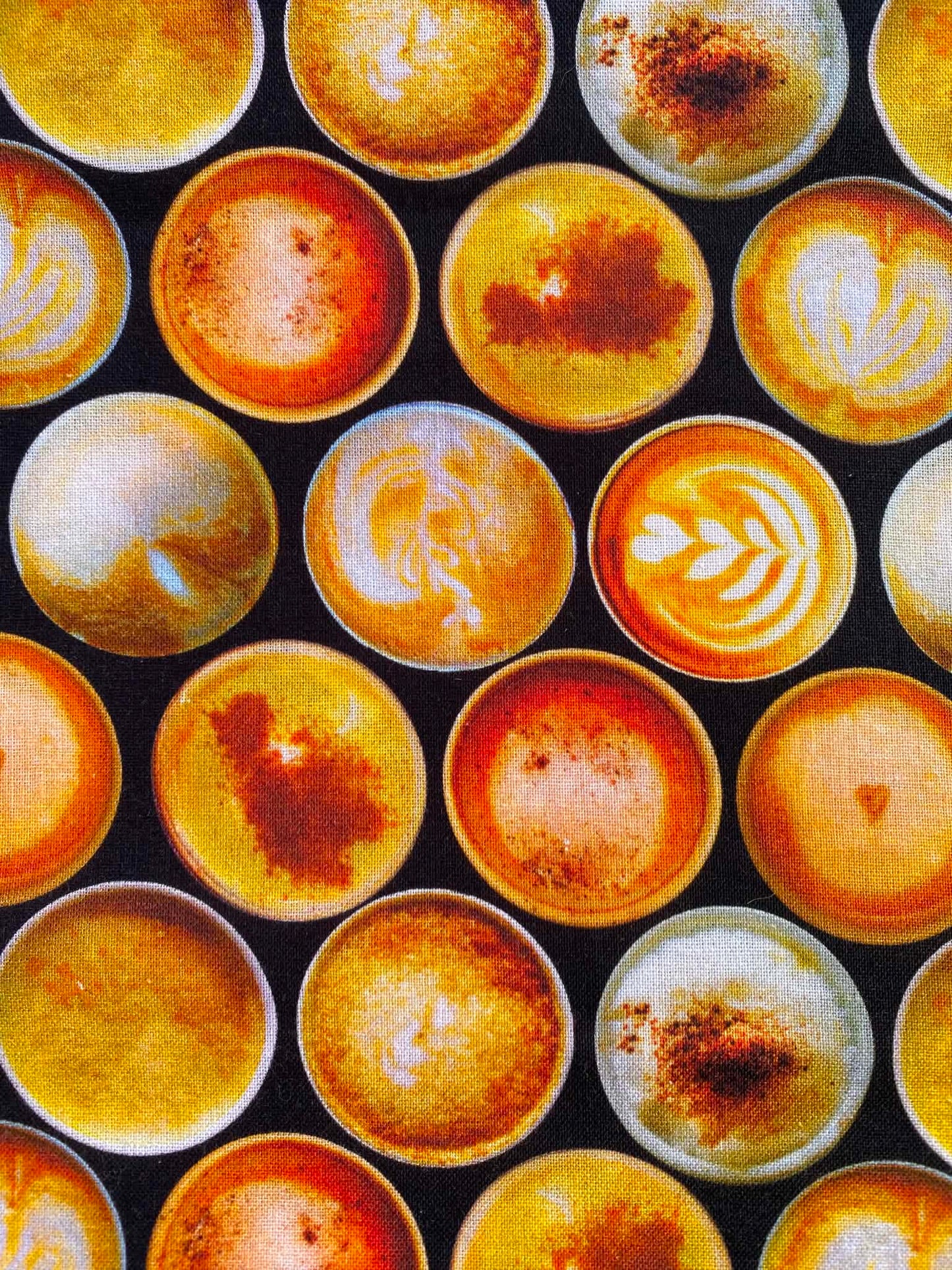 CLEARANCE - Coffee Break 100% Cotton Fabric – Latte Art Novelty Print