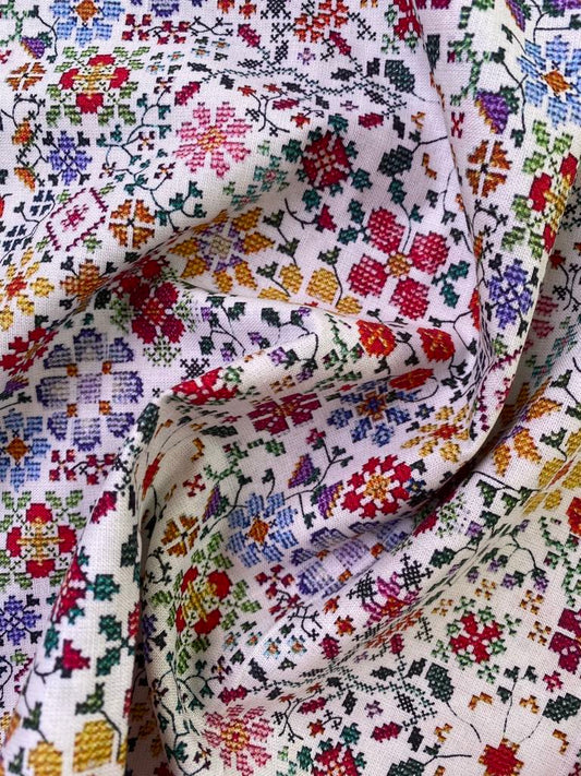 100% Cotton - Red/Orange/Blue/Yellow - 44" Wide - Sold By The Metre