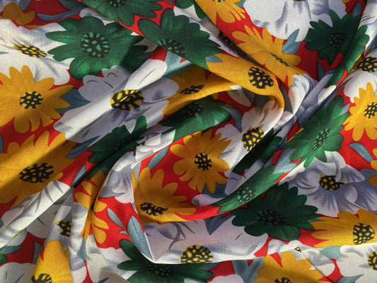 Viscose - Red/Grey/Orange/Green - 57"Wide - Sold By The Metre