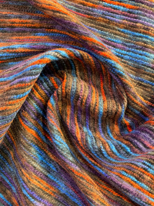 Embroidered Washable Wool - Purple/Orange/Blue/Brown - 54"Wide - Sold By The Metre