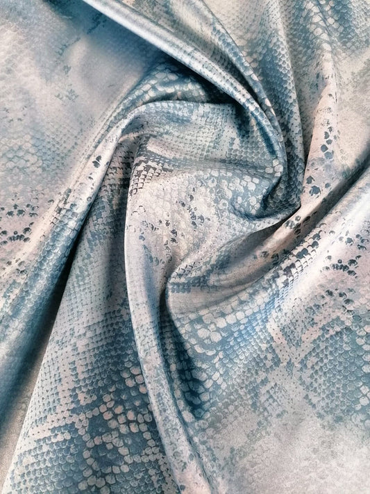 Satin - Snakeskin - Turquoise - 56" Wide - Sold By The Metre
