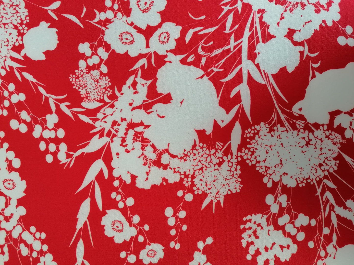 Scuba - Floral - Red/White - 59" Wide - Sold By The Metre