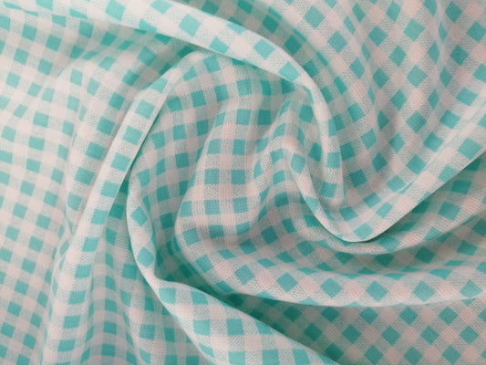 Ponte Roma - Gingham - Mint/White - 58" Wide - Sold By The Metre