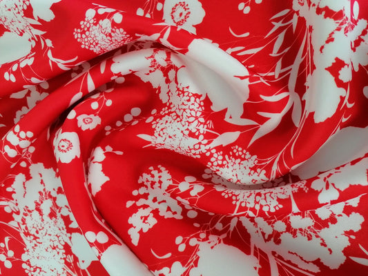 Scuba - Floral - Red/White - 59" Wide - Sold By The Metre