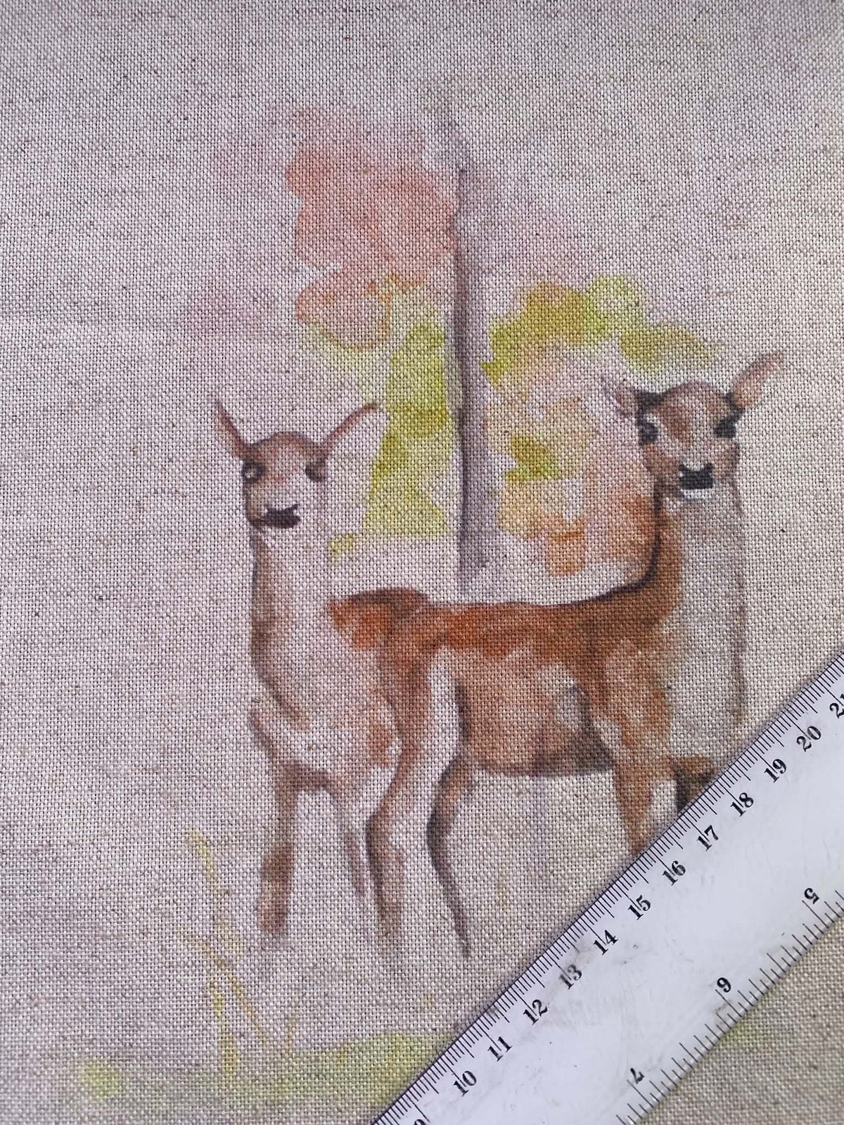 Woodland Deer Cotton Linen Viscose Canvas Fabric - 56" Wide, No Stretch, £5.99 per Metre