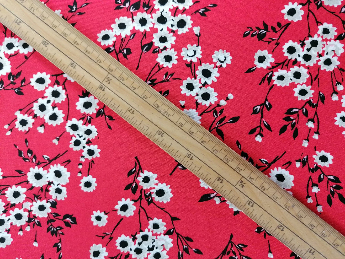 Viscose - Red/Black/White/Beige - 61" Wide - Sold By The Metre