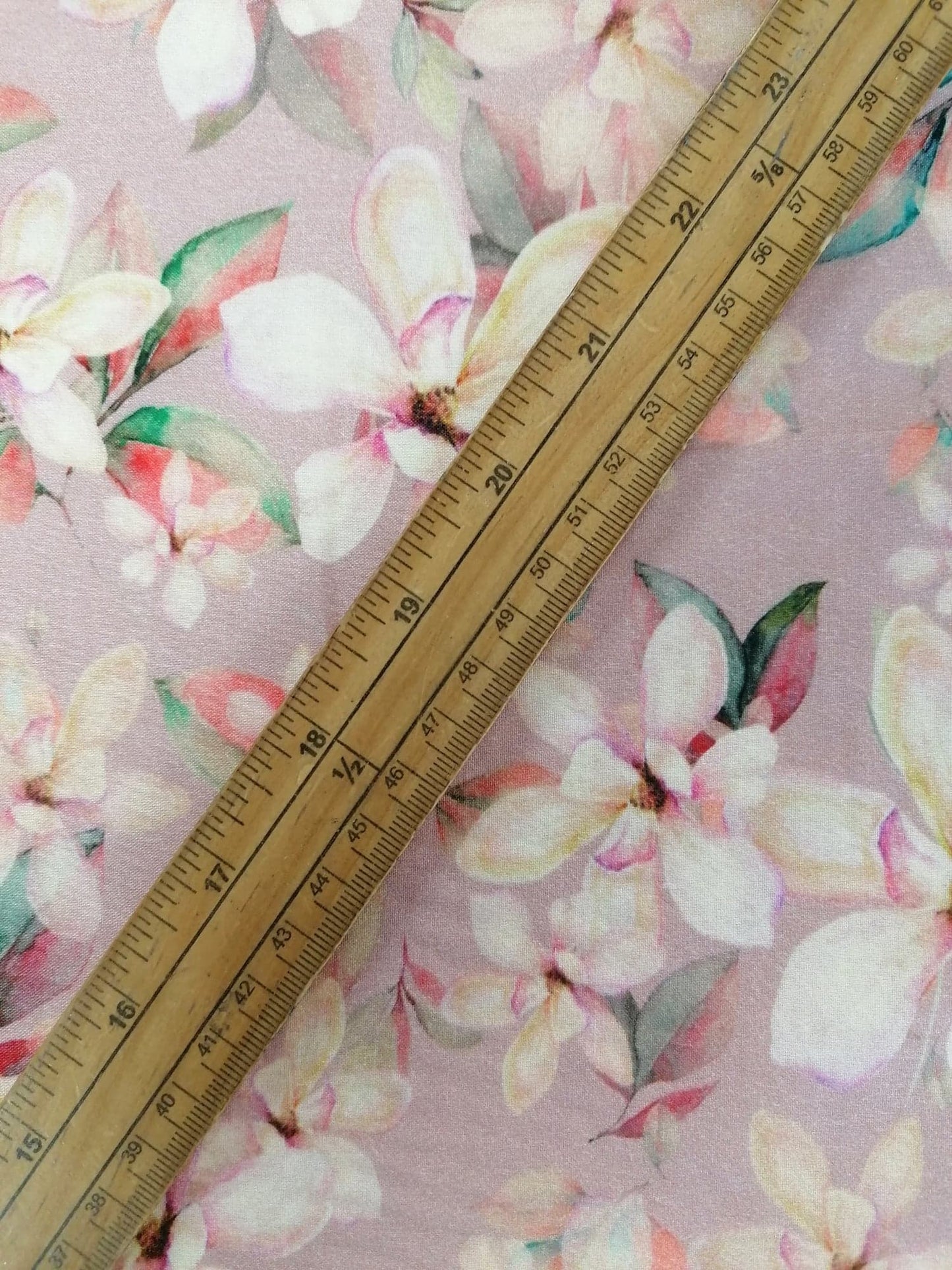 Cotton Lawn - Dusty Pink/Cream/Green - 55" Wide - Sold By The Metre