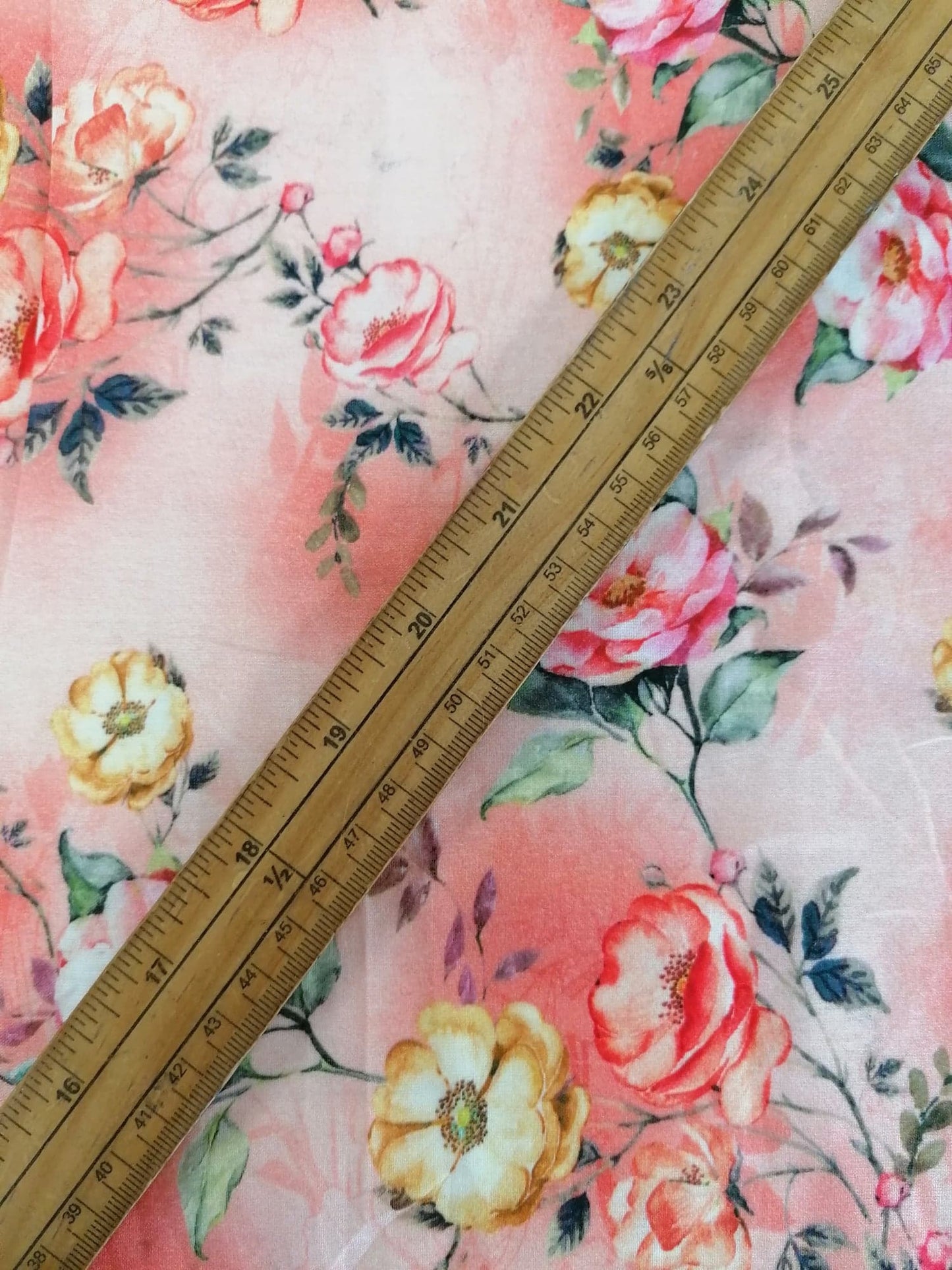 Cotton Lawn - Peach/Pink/Yellow - 55" Wide - Sold By The Metre