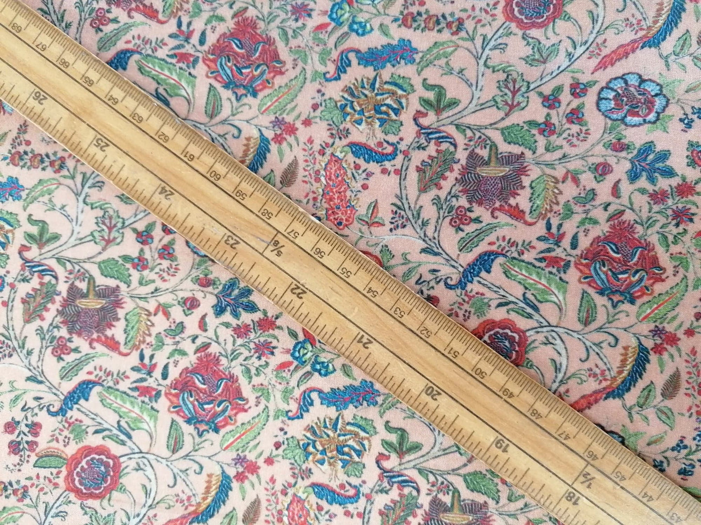 Cotton Lawn - Coffee/Red/Blue - 55" Wide - Sold By The Metre