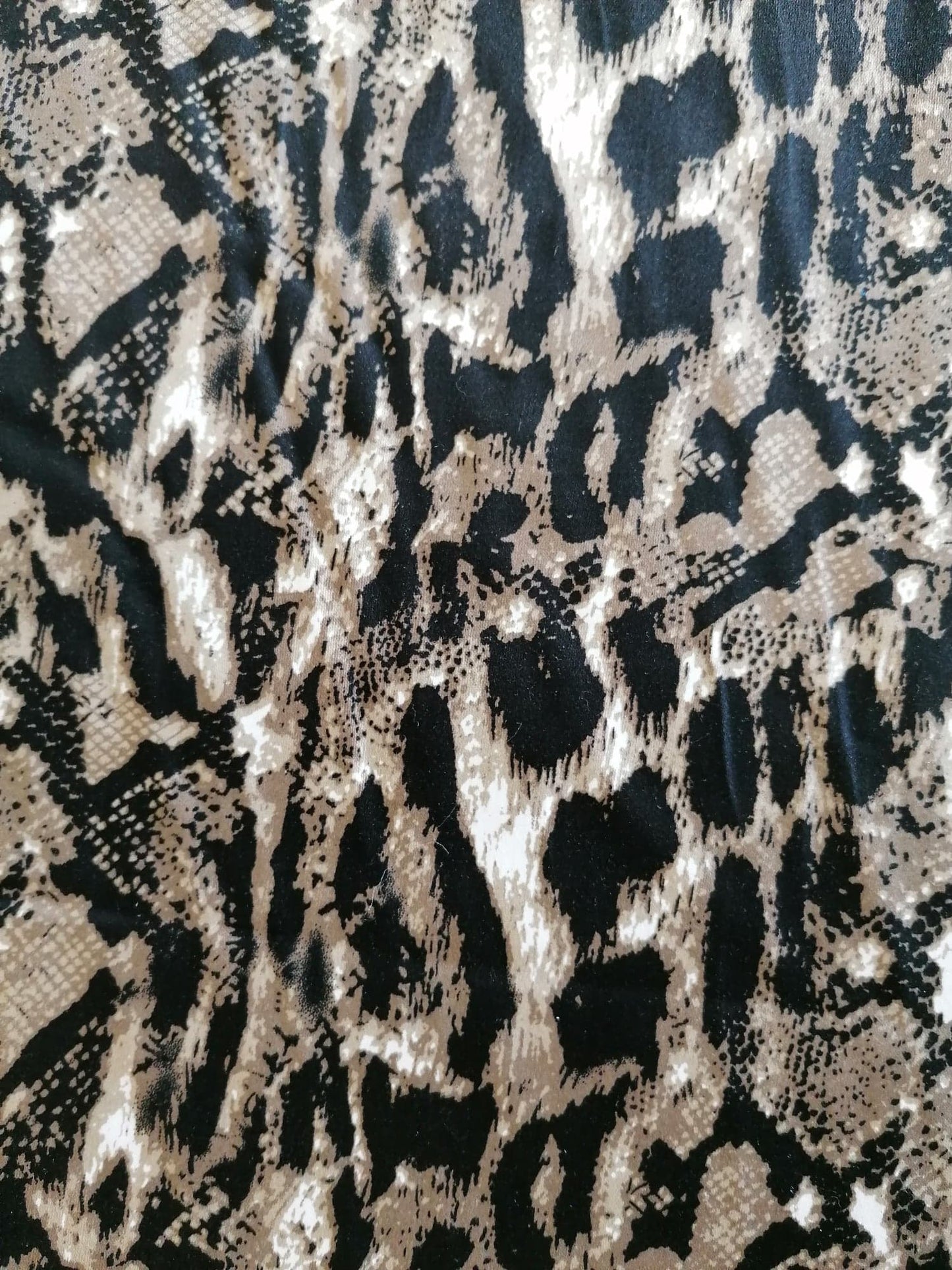 Cotton Sateen w/ Lycra - Animal Print - Brown/Black/White - 55" Wide - Sold By The Metre