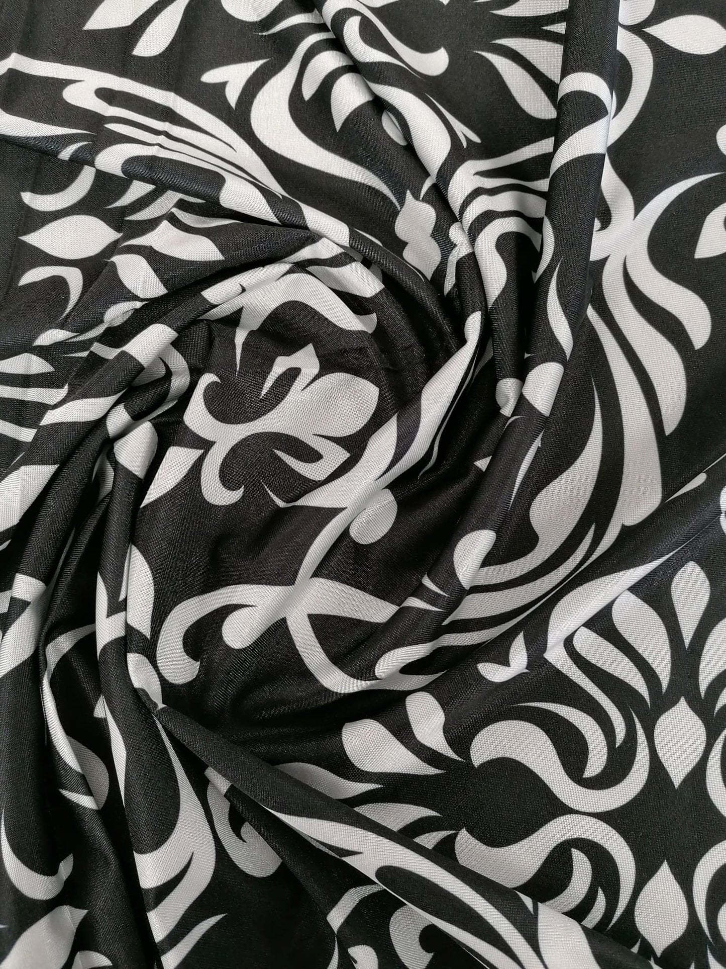 Poly Lycra - Black/White - 58" Wide - Sold By The Metre