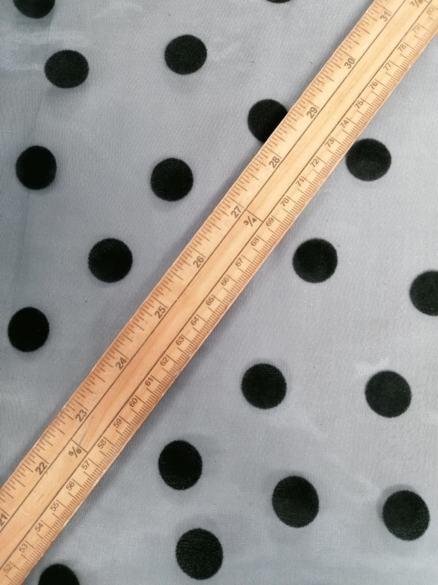 Flocked Organza - Spot - Black - 58" Wide - Sold By The Metre