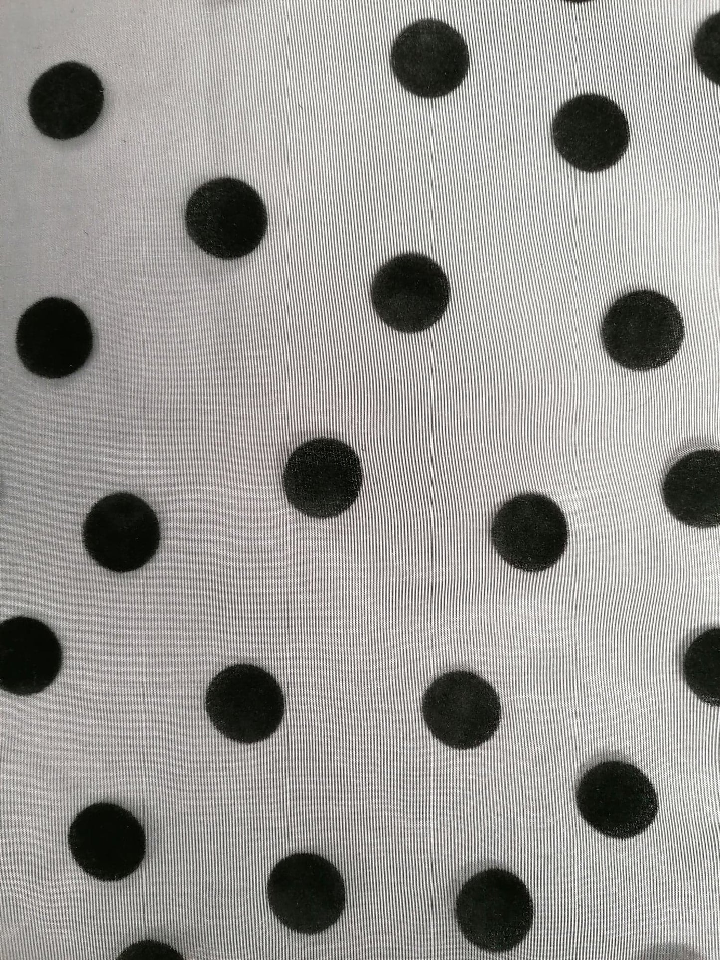 Flocked Organza - Spot - Black - 58" Wide - Sold By The Metre