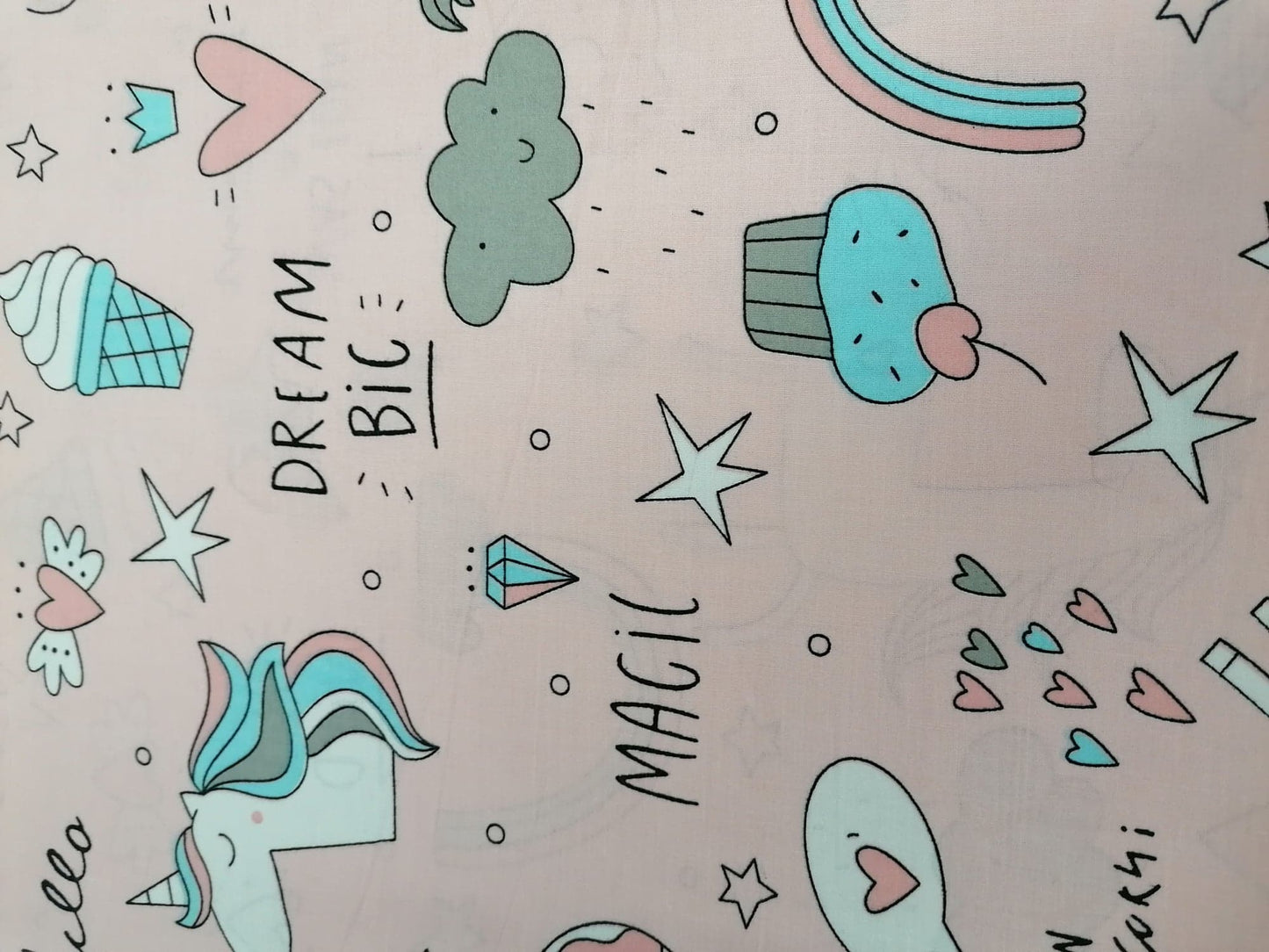 100% Cotton - Crafting & Quilting - Unicorns - Pink - 44" Wide - Sold By the Metre