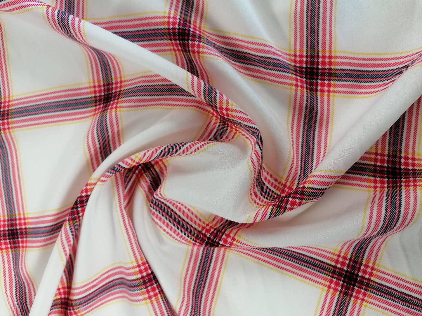 Polyester Woven Soft Touch - Check - White/Pink/Red/Blue/Yellow - 59" Wide - Sold By The Metre