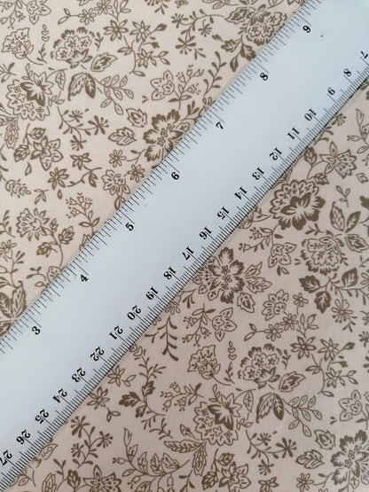 100% Cotton - Crafting & Quilting - Cream/Brown - 44" Wide - Sold By The Metre