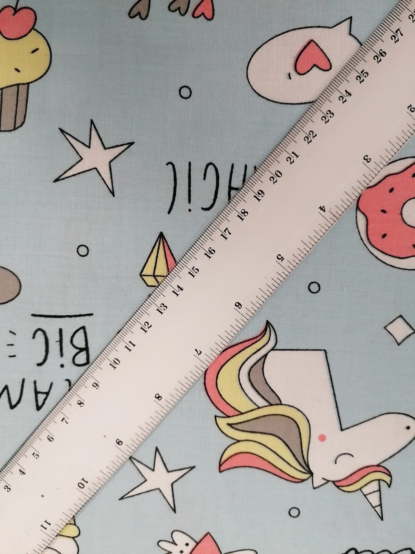 100% Cotton - Crafting & Quilting - Unicorns - Blue - 44" Wide - Sold By the Metre