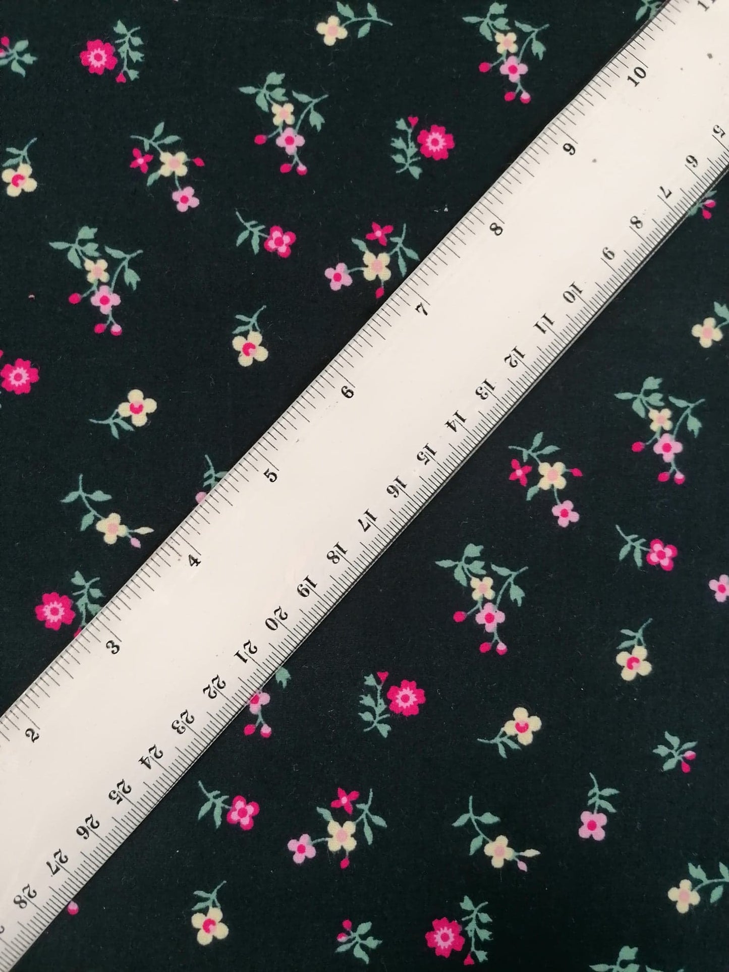 100% Cotton - Crafting & Quilting - Ditsy Floral - Navy/Pink/Yellow/Green - 44" Wide - Sold By the Metre