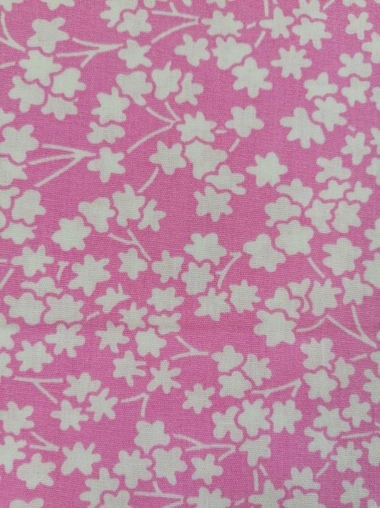 100% Cotton - Crafting & Quilting - Floral - Pink/White - 44" Wide - Sold By the Metre