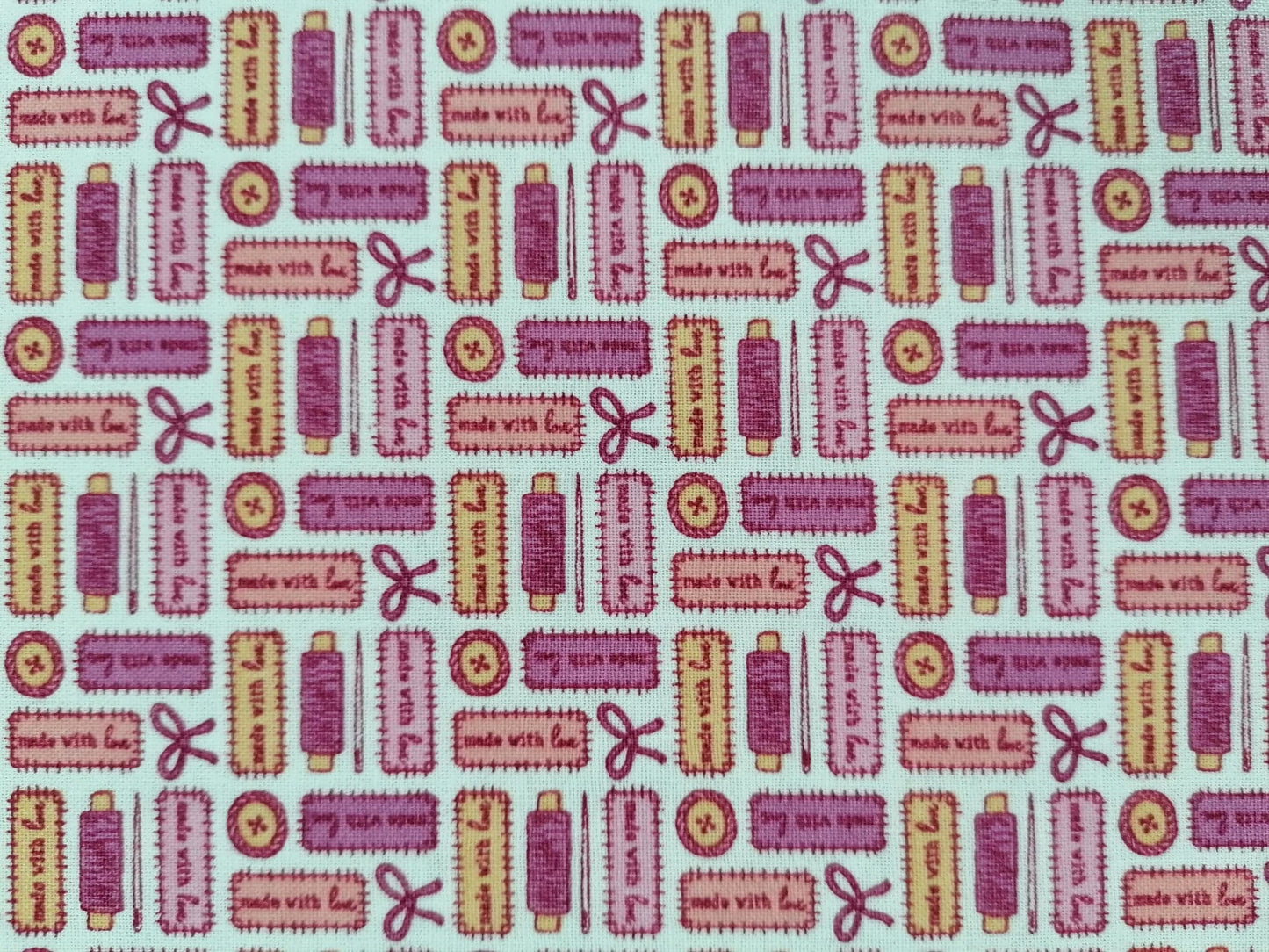 100% Cotton - Crafting & Quilting - Dressmaking - Dusty Pink/Pink/Yellow - 44" Wide - Sold By the Metre