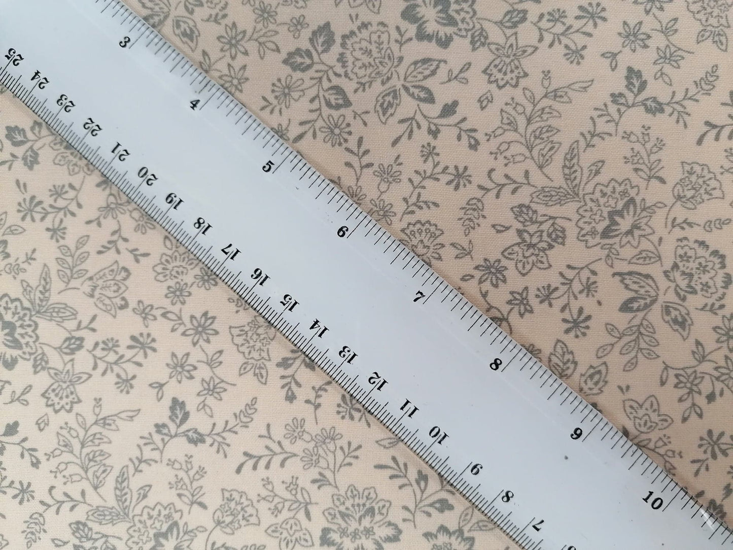 100% Cotton - Crafting & Quilting - Buttermilk/Grey - 44" Wide - Sold By The Metre