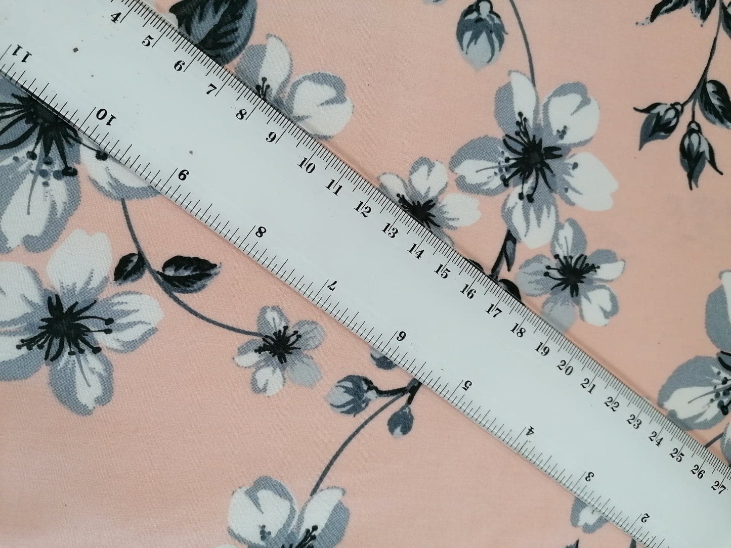 100% Cotton - Crafting & Quilting - Floral - Peach/Grey/White - 44" Wide - Sold By the Metre