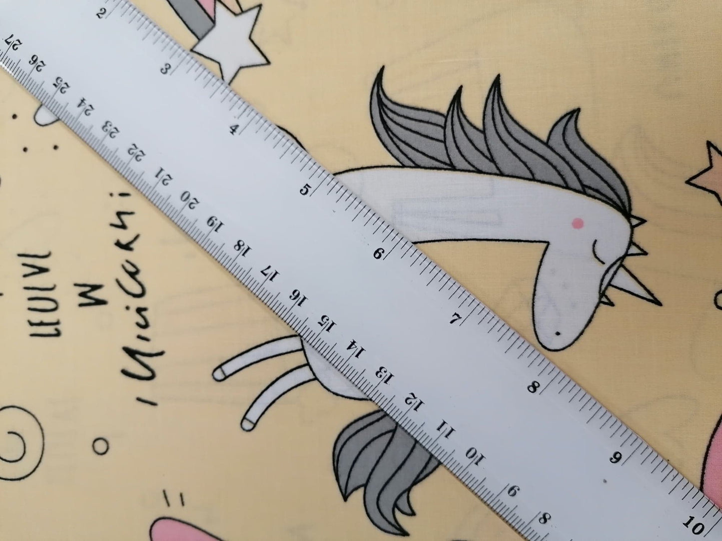 100% Cotton - Crafting & Quilting - Unicorns - Yellow - 44" Wide - Sold By the Metre