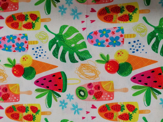 100% Cotton - Crafting & Quilting - Ice Lollies - Multicoloured - 44" Wide - Sold By the Metre