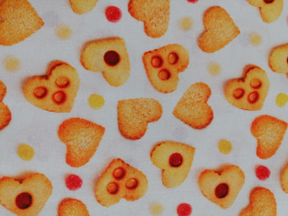 100% Cotton - Crafting & Quilting - Lovehearts - White/Yellow/Red - 44" Wide - Sold By the Metre