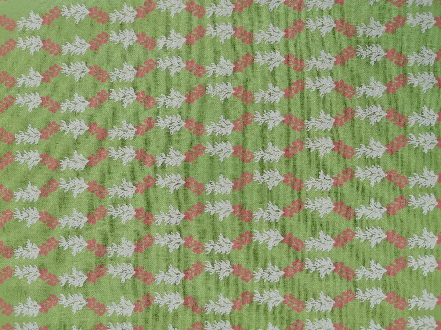 100% Cotton - Crafting & Quilting - Green/Pink/White - 44" Wide - Sold By the Metre
