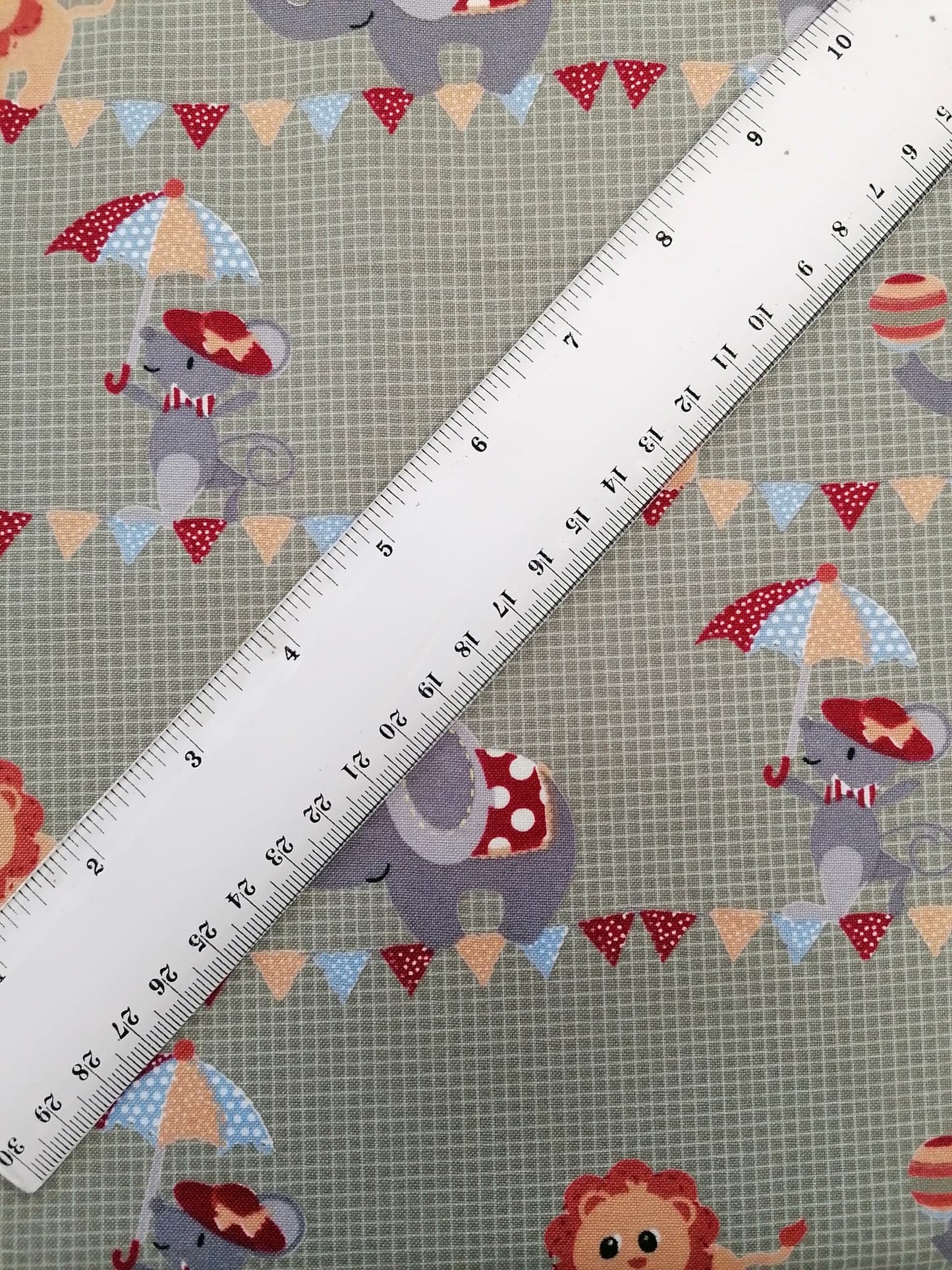 100% Cotton - Crafting & Quilting - Circus - Khaki/Grey/Brown - 44" Wide - Sold By the Metre