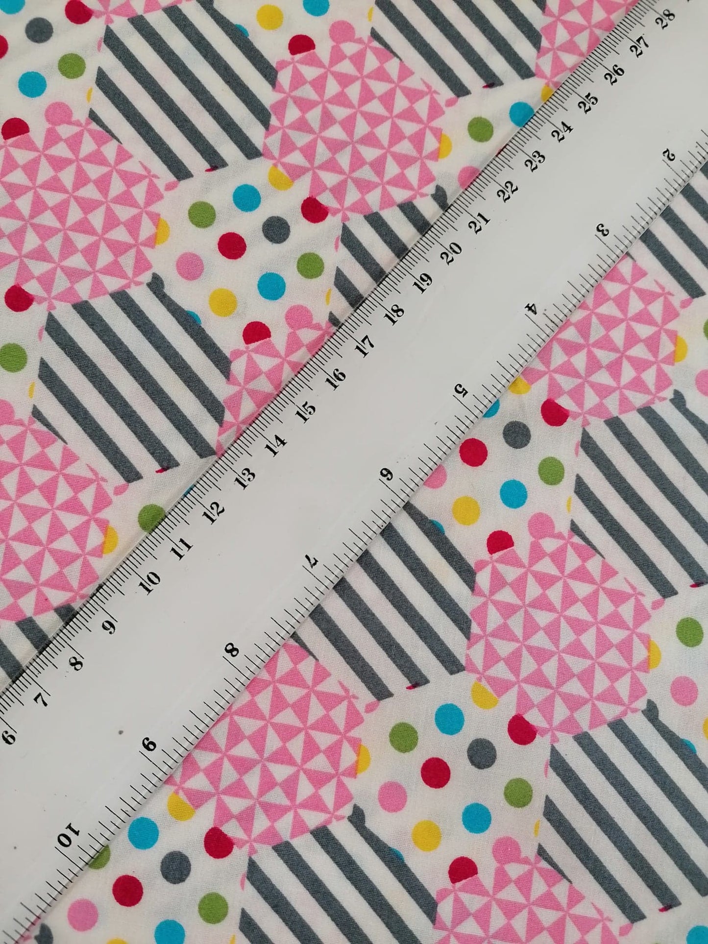 100% Cotton - Crafting & Quilting - Baby Pink/Grey - 44" Wide - Sold By the Metre