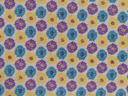 100% Cotton - Crafting & Quilting - Floral - Purple/Blue/Yellow - 44" Wide - Sold By the Metre