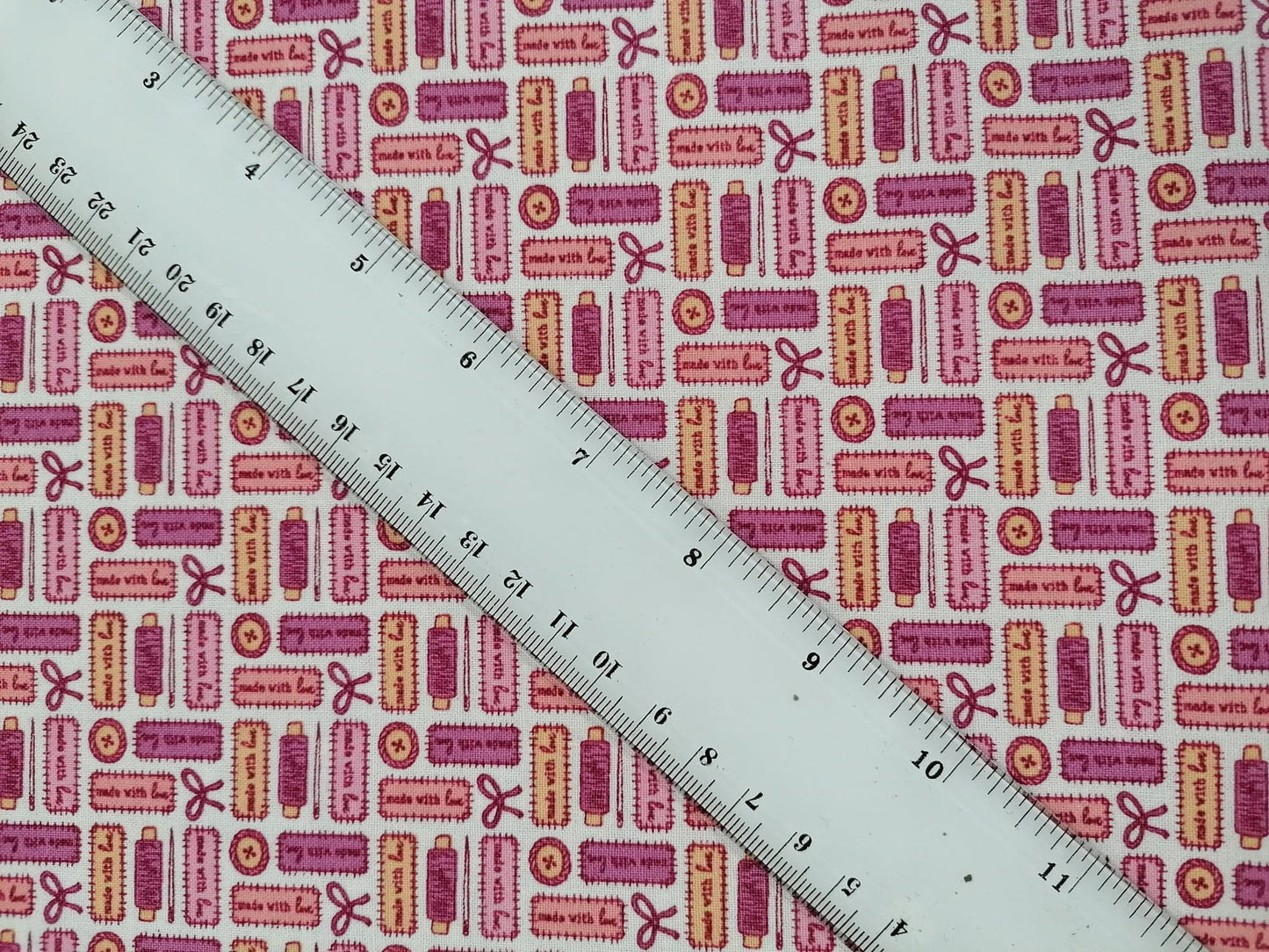 100% Cotton - Crafting & Quilting - Dressmaking - Dusty Pink/Pink/Yellow - 44" Wide - Sold By the Metre