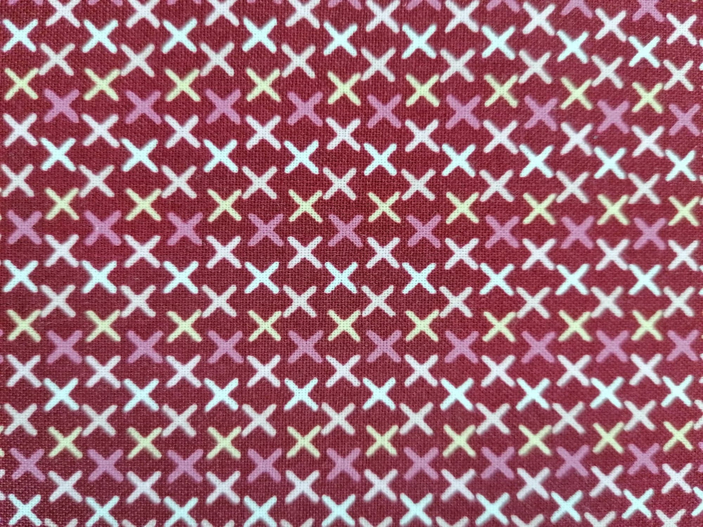 100% Cotton - Crafting & Quilting - Crosses - Plum/Yellow/Pink/White - 44" Wide - Sold By the Metre