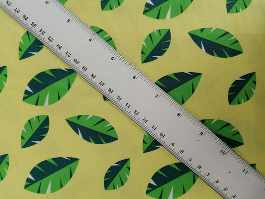 100% Cotton - Crafting & Quilting - Leaves - Yellow/Green - 44" Wide - Sold By The Metre