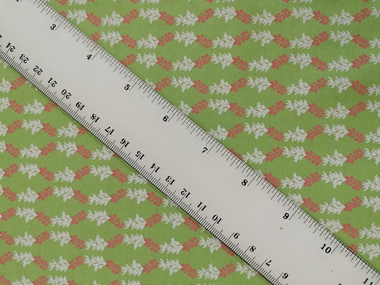 100% Cotton - Crafting & Quilting - Green/Pink/White - 44" Wide - Sold By the Metre