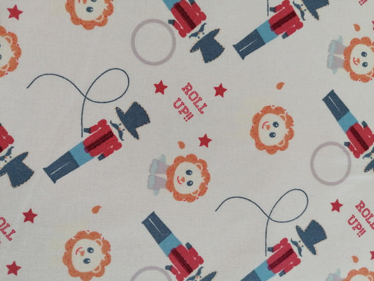 100% Cotton - Crafting & Quilting - Circus - White/Pink/Blue - 44" Wide - Sold By the Metre