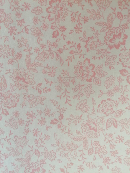 100% Cotton - Crafting & Quilting - Cream/Pink - 44" Wide - Sold By The Metre
