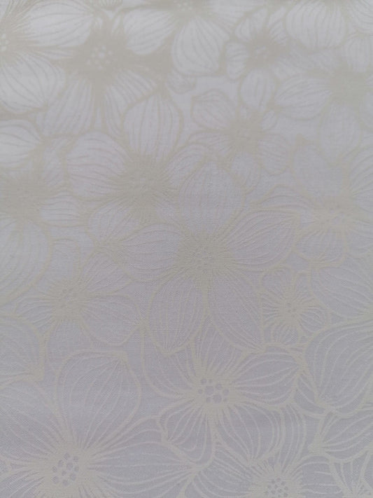 100% Cotton - Crafting & Quilting -  Des 115 - Cream on White - 44" Wide - Sold By the Metre