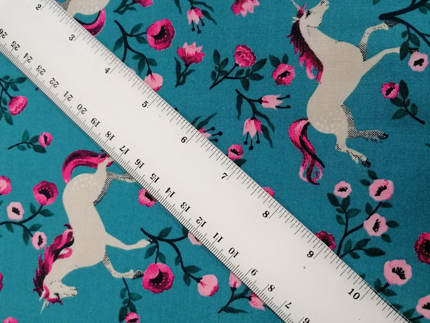 100% Cotton - Crafting & Quilting - Unicorns - Blue/Pink/Green - 44" Wide - Sold By the Metre